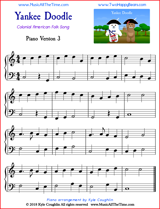 Easy Yankee Doodle Piano Sheet Music