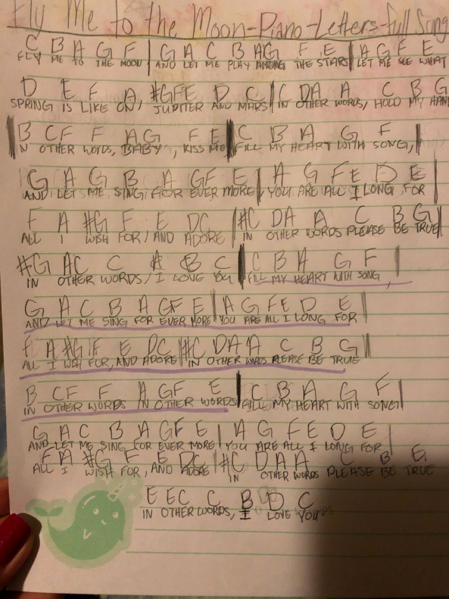 Piano Letters for Fly Me to the Moon