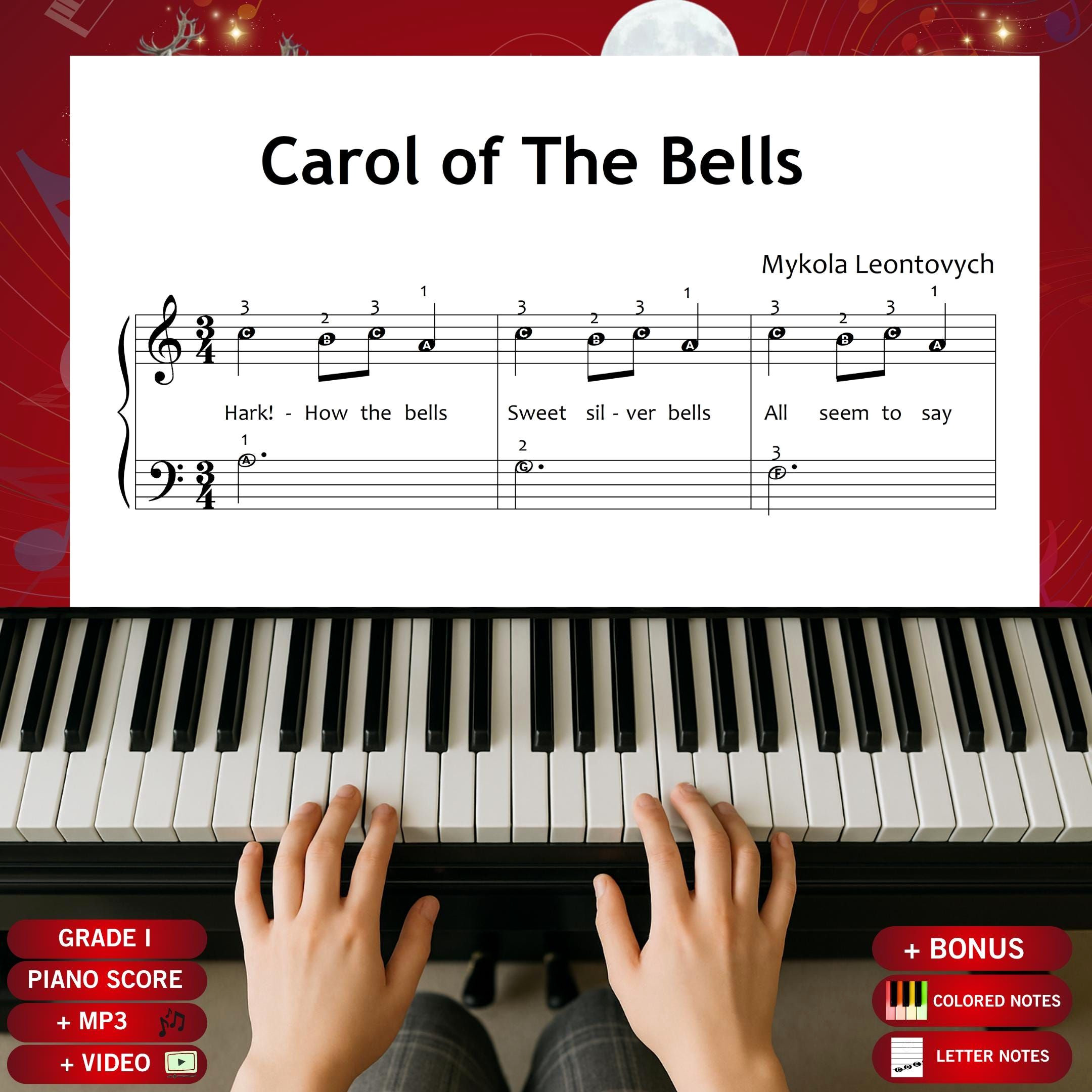 Easy Christmas Piano: Simple ‘Carol of the Bells’ Sheet Music with Lyrics