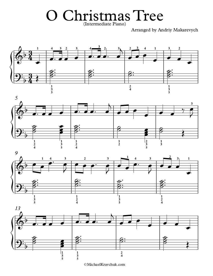 Easy Piano Arrangements for ‘O Christmas Tree’