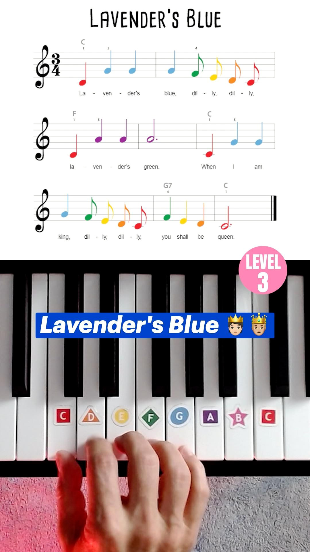 Play Lavender’s Blue on Piano