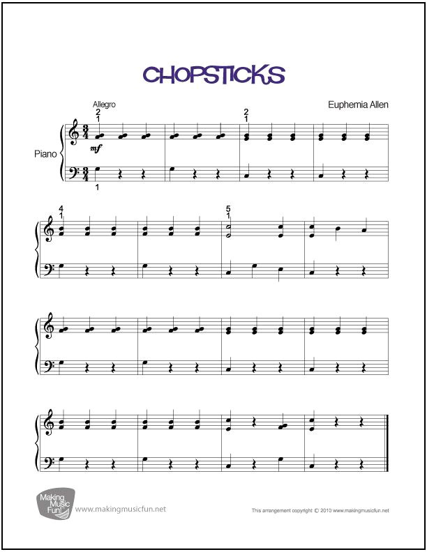 Easy Piano Lessons with Chopsticks