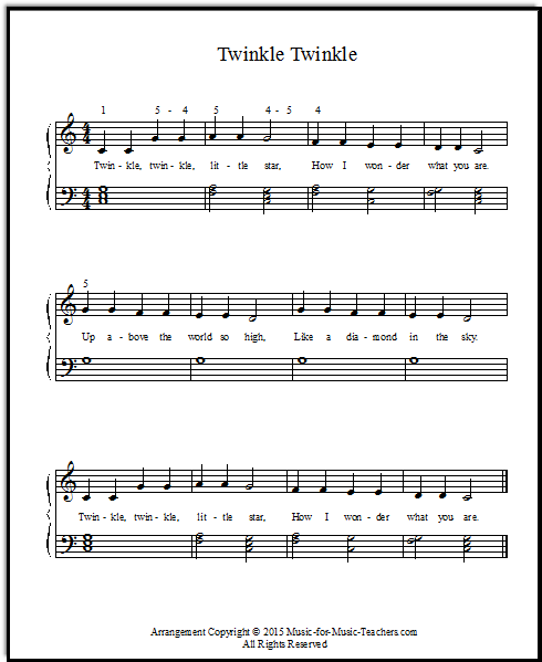 Free Piano Sheet Music for Twinkle Twinkle Little Star Free Piano Sheet Music for Twinkle Twinkle Little Star