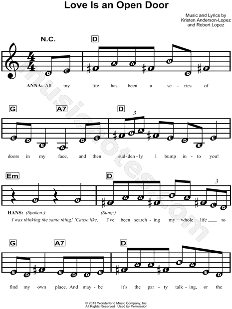 Easy Frozen Song Sheet Music for Beginners to Download