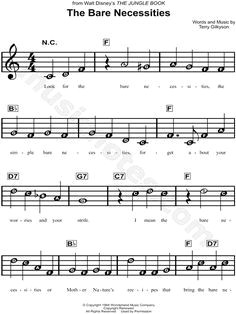 Easy Jungle Book Sheet Music for Beginners Easy Jungle Book Sheet Music for Beginners