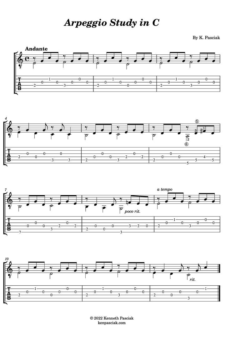 C Major Arpeggio Study for Guitar