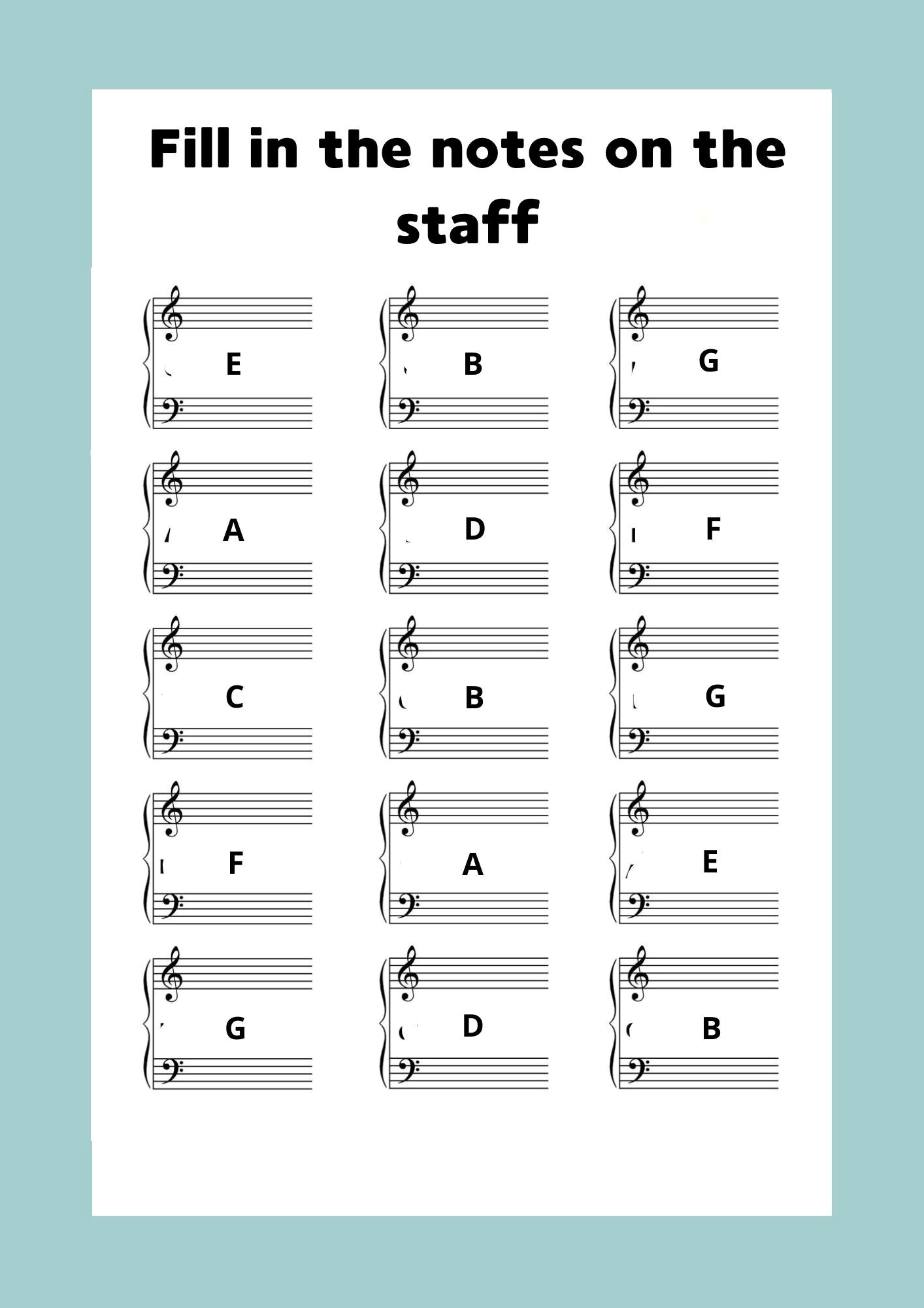 Beginner Music Notes: Fill and Learn with Ease