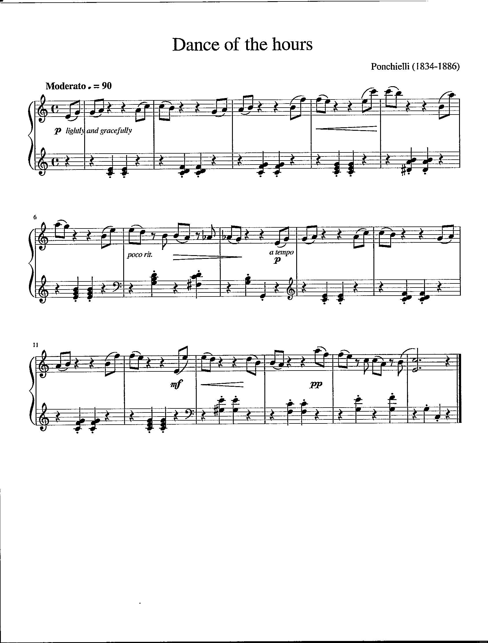 ‘Easy Piano Sheet Music: Dance of the Hours in C Key — Download Now’