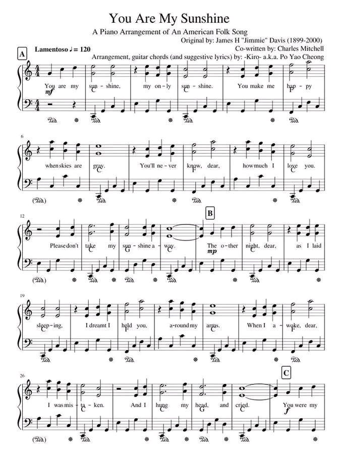 Find Your Happy Melody | You Are My Sunshine Piano Sheet Music | Download Now