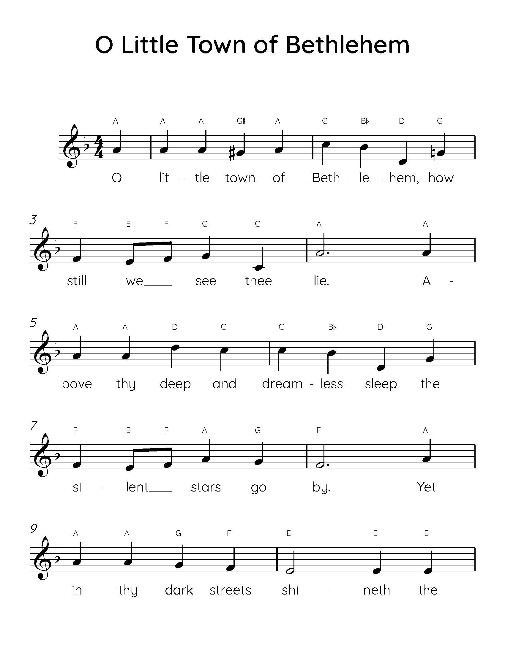 Simple Bethlehem Christmas for Beginners: Free Piano Sheet Music Download