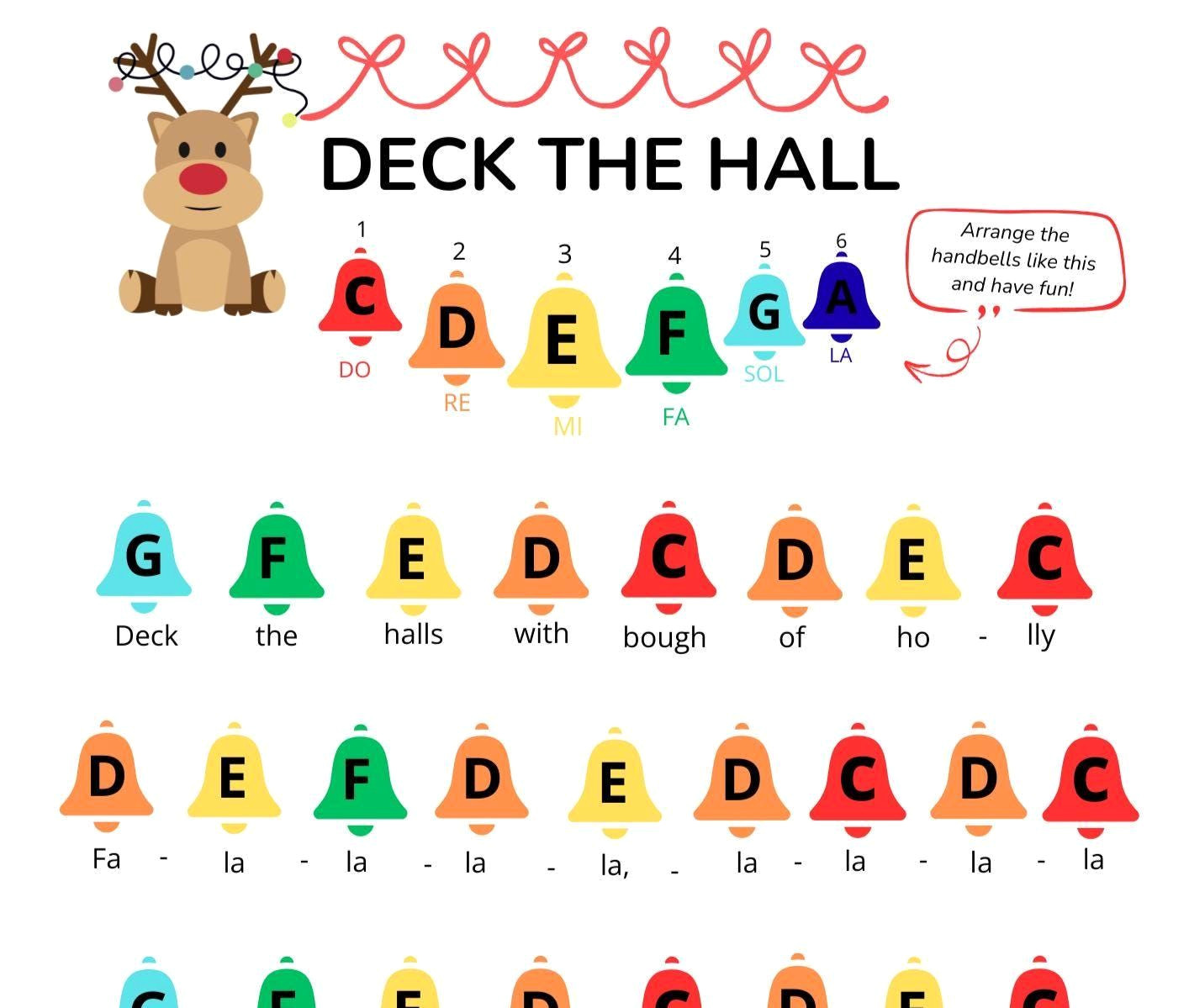 Easy Christmas Handbell Music (Color Coded PDF)