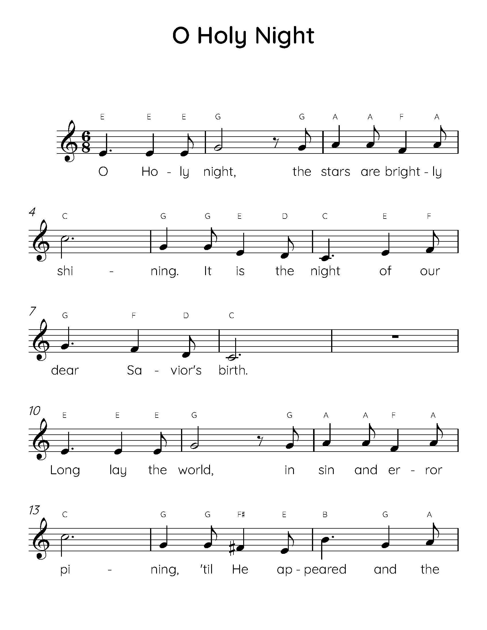 Easy Piano Christmas Magic: O Holy Night Beginner Sheet Music