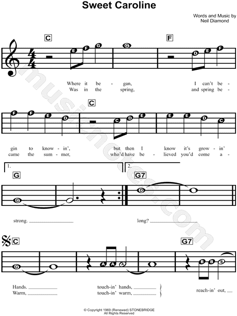 Play Sweet Caroline Like a Pro — Instant C Major Sheet Music