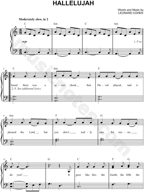 Simple Hallelujah Sheet Music for Easy Piano