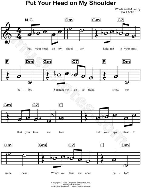 Learn to Play Put Your Head on My Shoulder with Easy Sheet Music