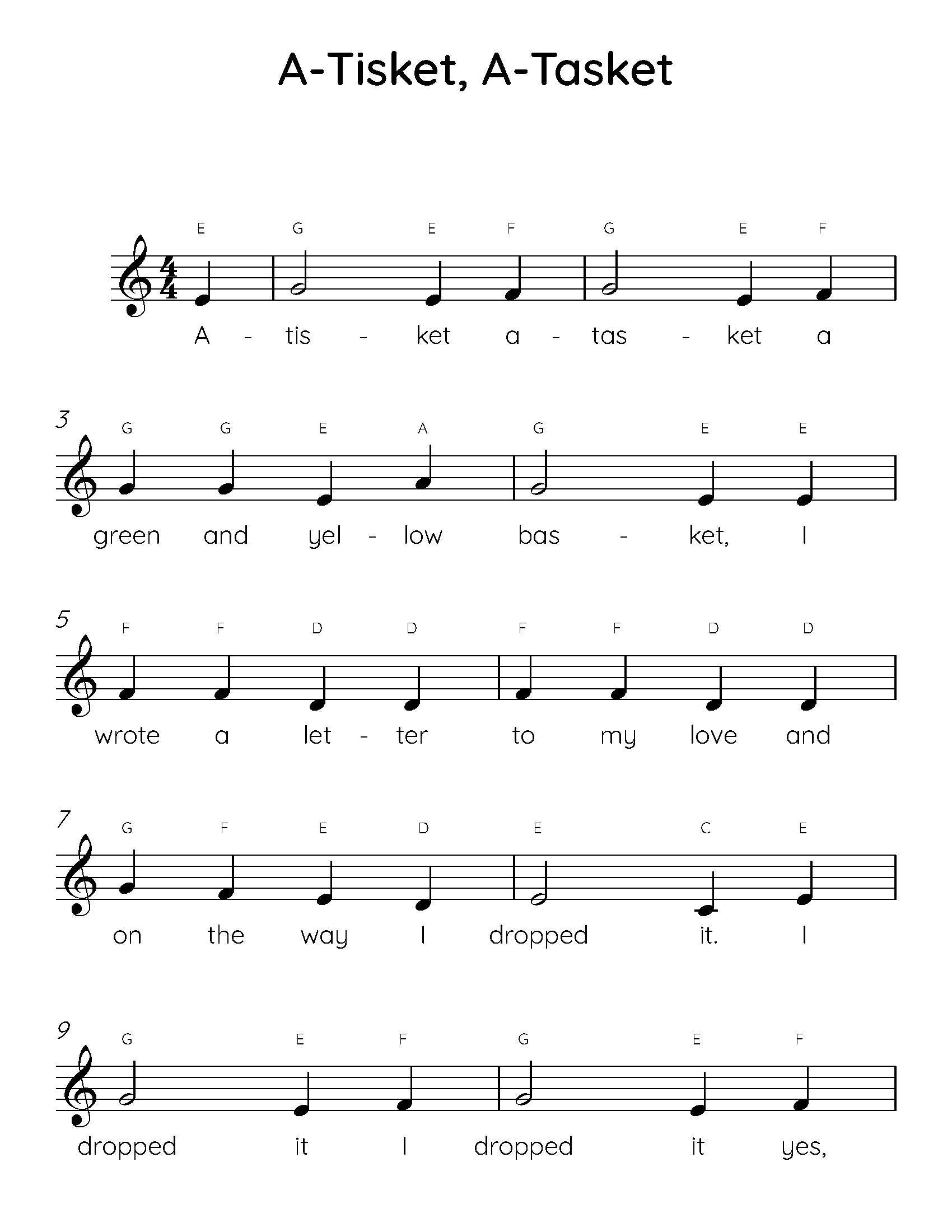 Easy Piano Sheet Music for Kids: Beginner Songs in PDF Easy Piano Sheet Music for Kids: Beginner Songs in PDF