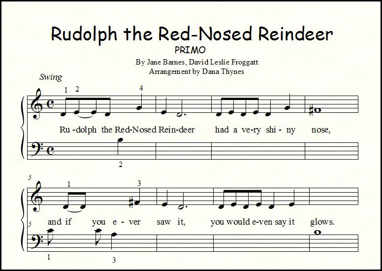 Free Piano Sheet Music: Rudolph’s Sparkly Carol