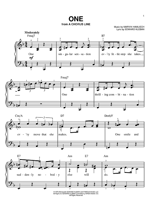 Classic Marvin Hamlisch Piano Sheet Music