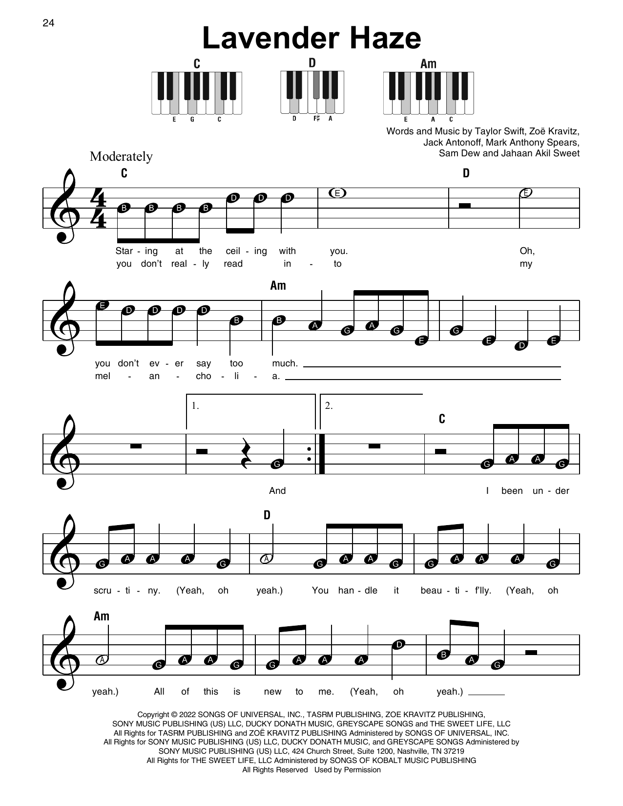 Get Sheet Music to Taylor Swift’s Lavender Haze Now