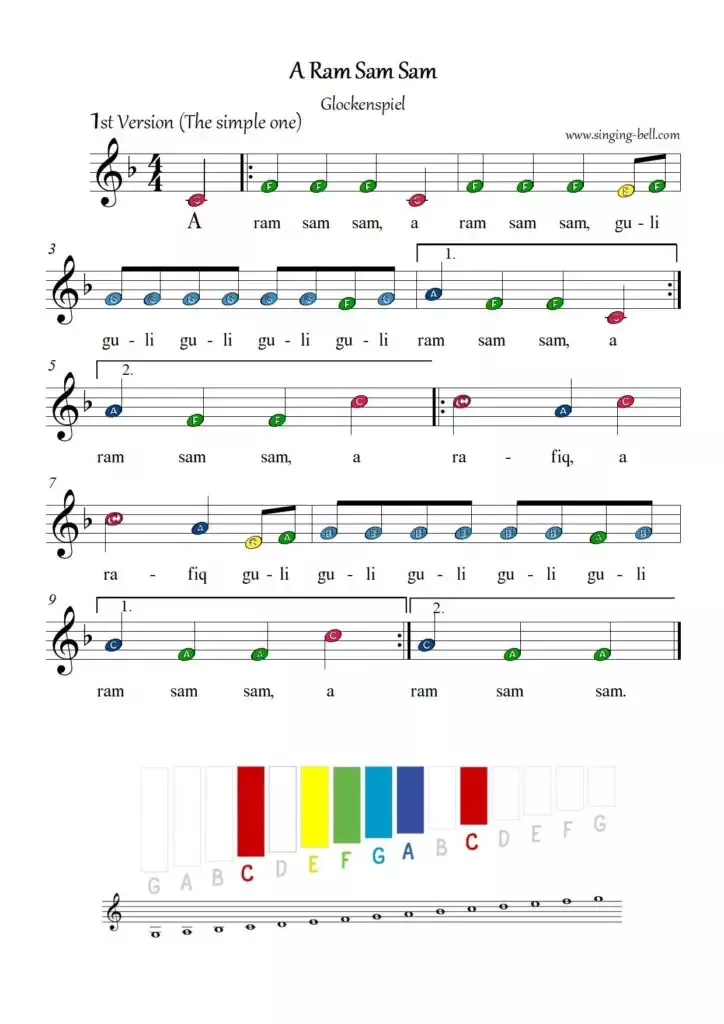 Simple Glockenspiel Sheets for Beginners