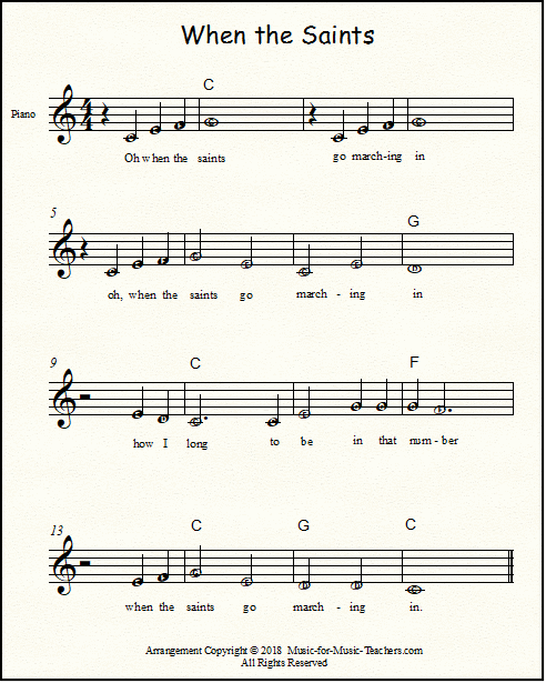 Free Sheet Music for ‘When the Saints Go Marching In’
