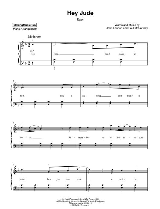 Easy Piano Sheet Music: Play ‘Hey Jude’ at Home