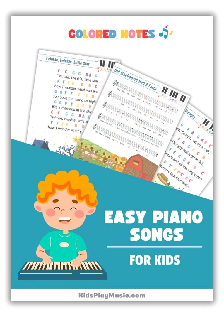 Piano Fun for Kids: Easy Sheet Music with Colorful Notes