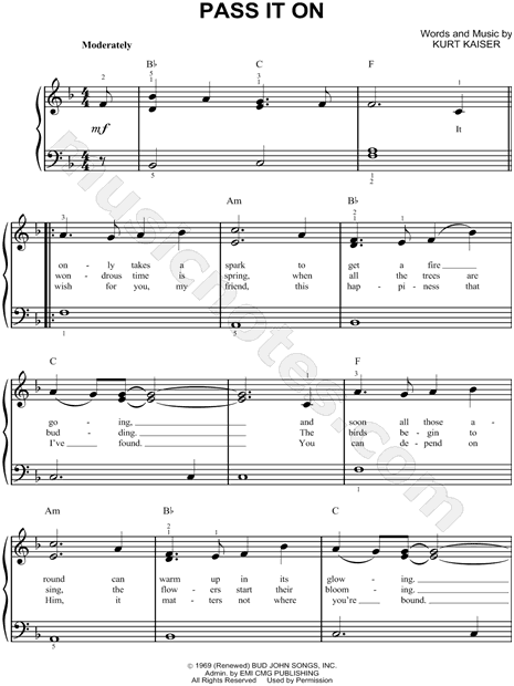 Easy Piano: ‘Pass It On’ Sheet Music (Free Download)