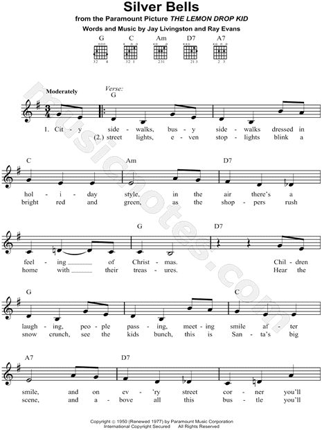 Download and Print Silver Bells Sheet Music (Leadsheet) in G Major