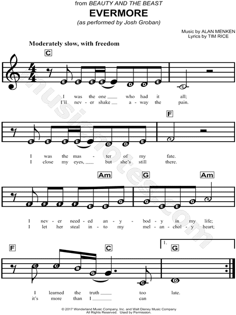 Beginner’s Guide: Download Evermore Sheet Music in C Major