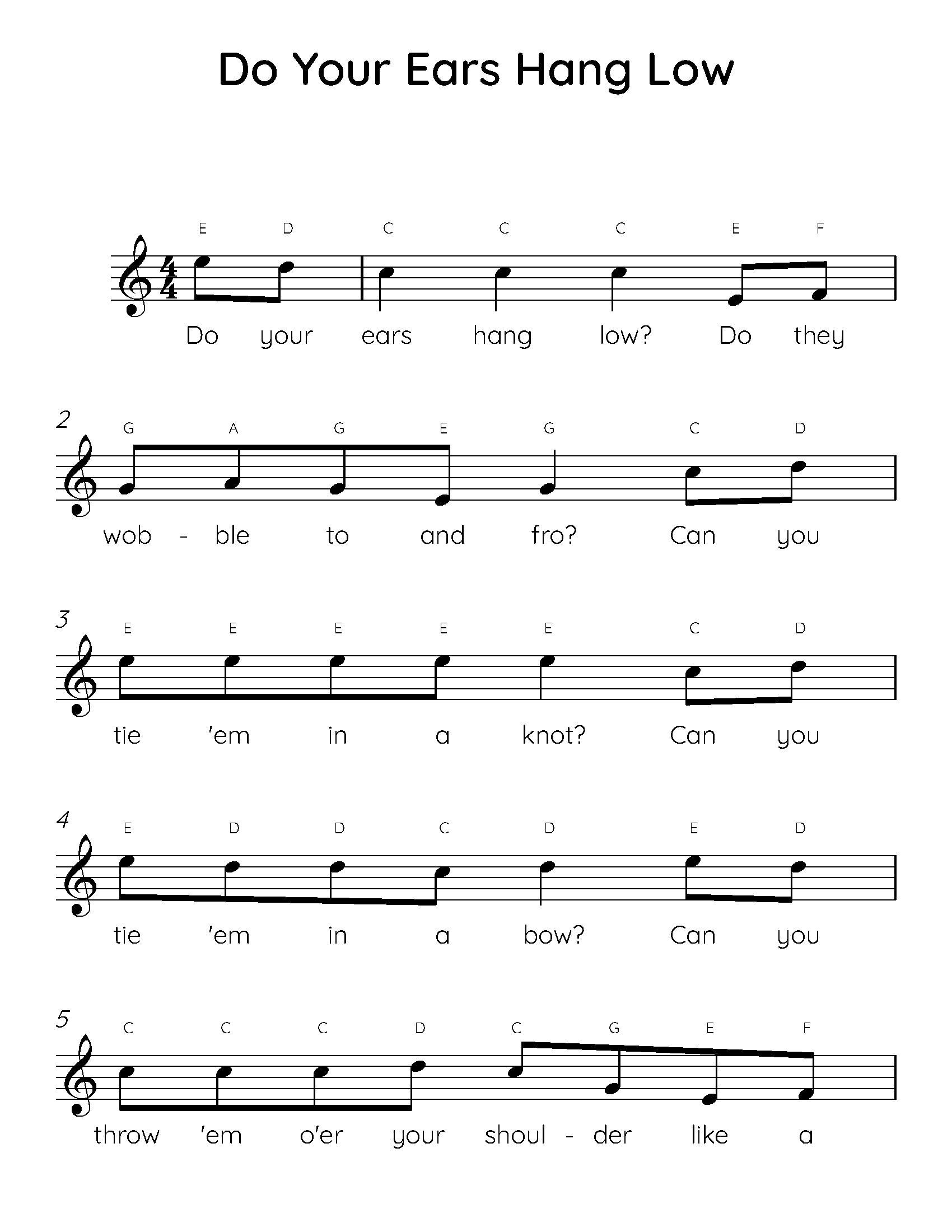 Learn the Easy Ears Hang Low Piano Song Learn the Easy Ears Hang Low Piano Song
