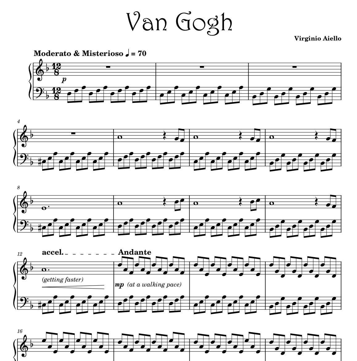Easy Van Gogh Piano Sheet Music