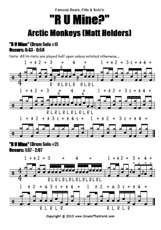 Rock Out with Arctic Monkeys R U Mine Drum Sheet Music