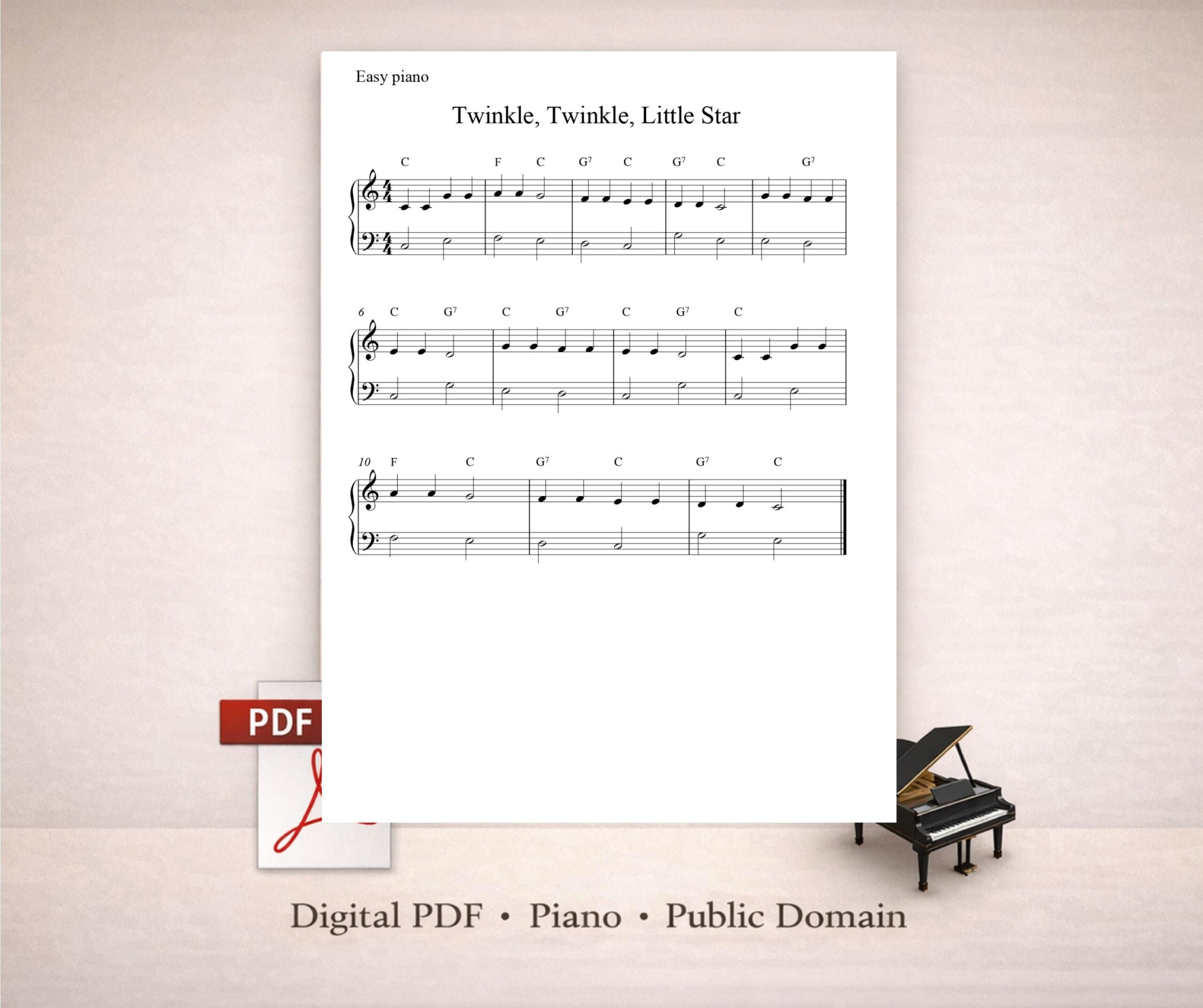 Play Easy Piano Like a Pro: Beginner’s Twinkle Twinkle Sheet Music