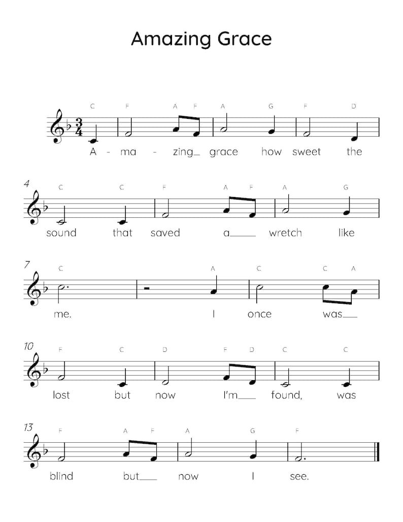 Easy Piano Lessons for Kids: Amazing Grace Sheet Music Download Easy Piano Lessons for Kids: Amazing Grace Sheet Music Download