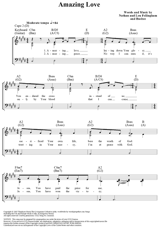 Free Amazing Love Sheet Music