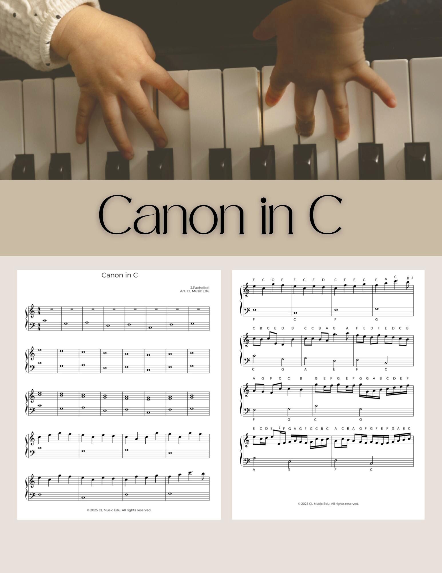 Easy Piano Tutorial: Canon in C (Note Names Included)