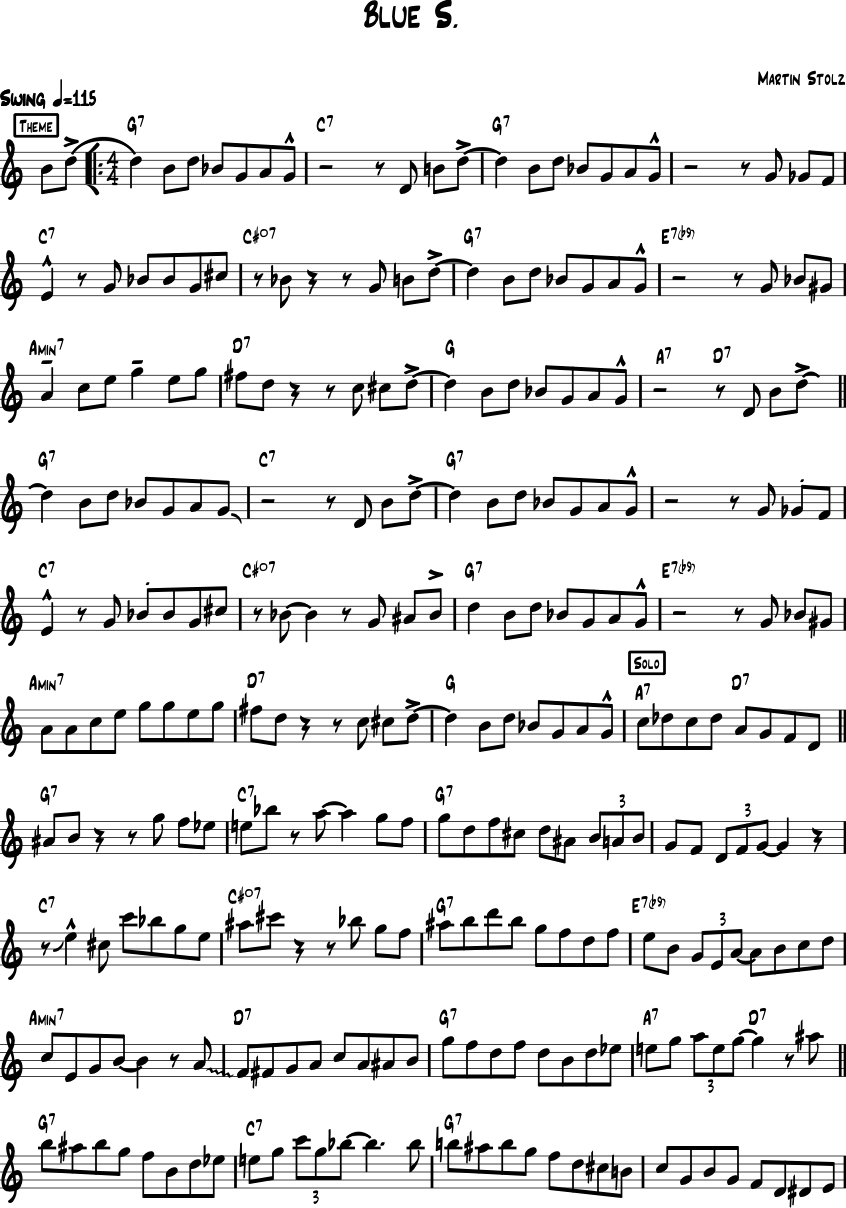 Jazzy Blues in G: Easy Tenor Sax Solo Transcription