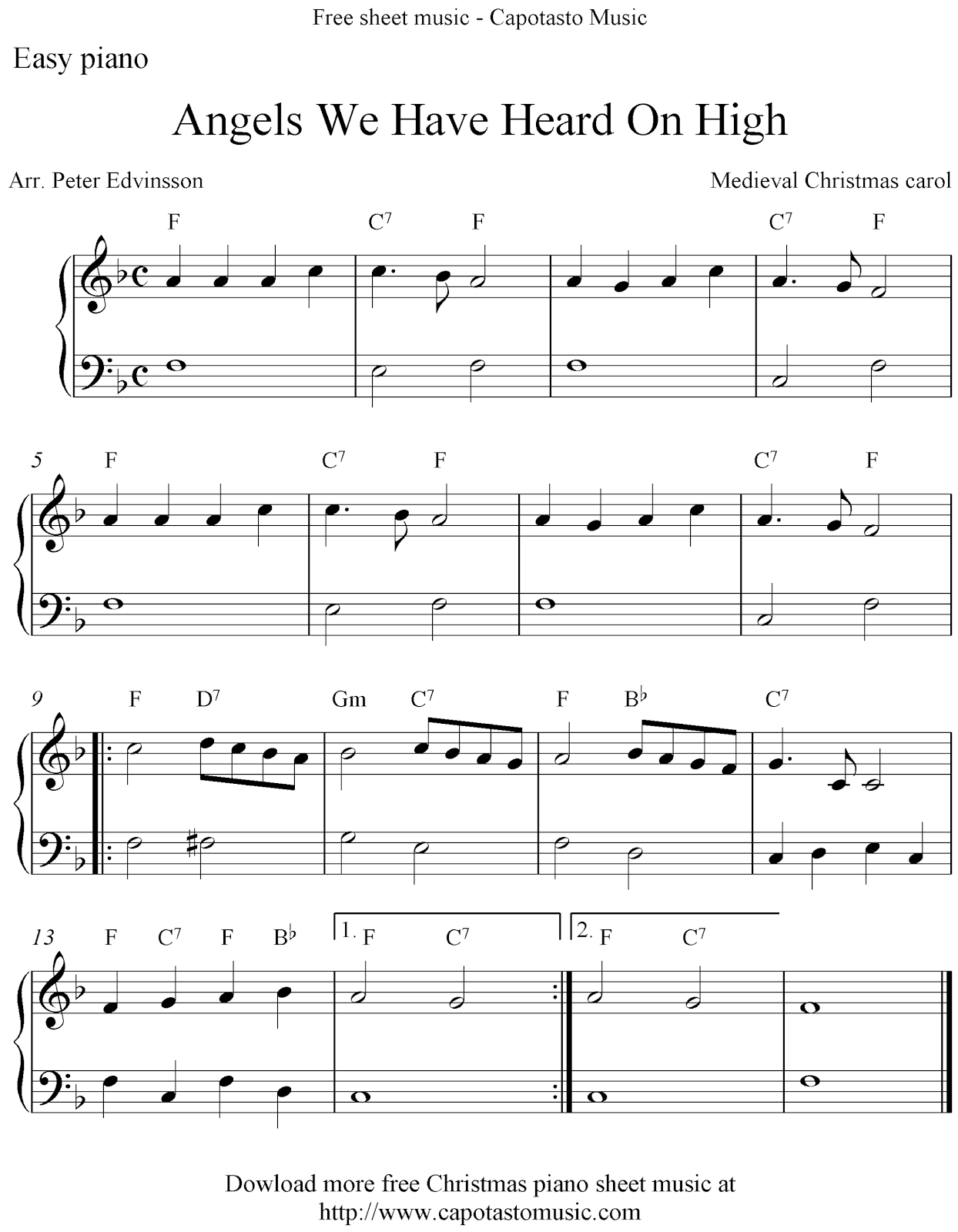 Merry Christmas: Free Piano Sheet Music for Angels We Have Heard On High Merry Christmas: Free Piano Sheet Music for Angels We Have Heard On High