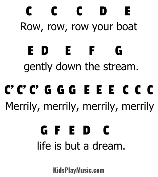 Simplified Piano Melody: Row, Row, Row Your Boat