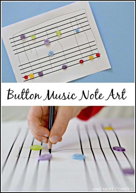 Create Button Music Note Art for Fine Motor Fun